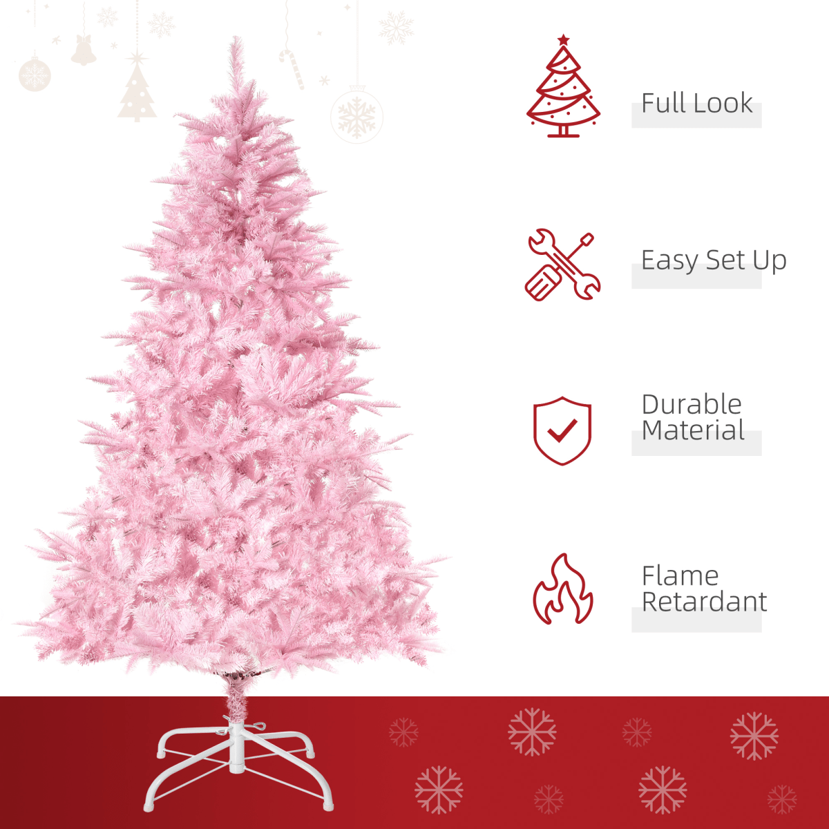 Vibrant 5FT Pink Artificial Christmas Tree - Auto Open for Festive Decor! - plants - express.com