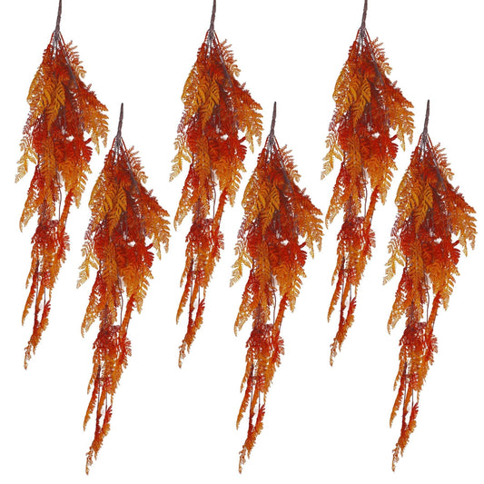 Vibrant 6 - Pack 100cm Artificial Hanging Maidenhair Fern - Autumn Orange - plants - express.com
