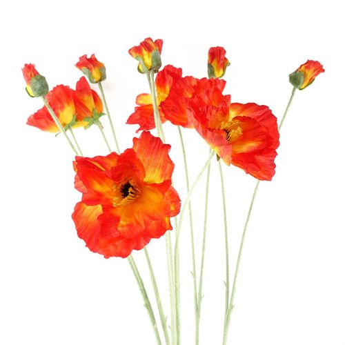 Vibrant 6 - Pack 100cm Artificial Poppy Stems - Elegant Silk Floral Arrangements - plants - express.com