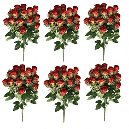 Vibrant 6 - Pack of 52cm Realistic Artificial Red Rose Bunches for Any Decor - plants - express.com