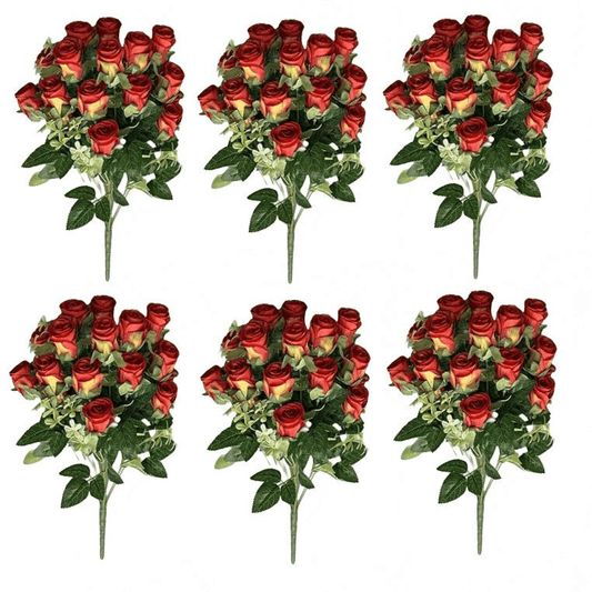 Vibrant 6 - Pack of 52cm Realistic Artificial Red Rose Bunches for Any Decor - plants - express.com