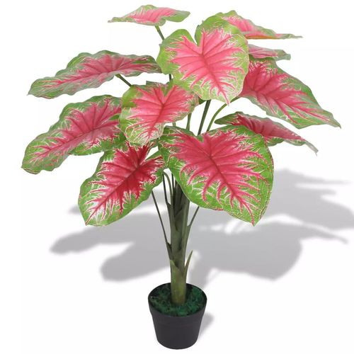 Vibrant Artificial Caladium Plant in Pot - 90cm Stylish Green & Red Decor - plants - express.com