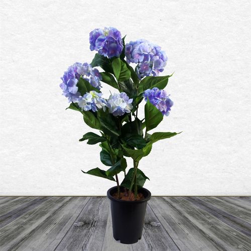 Vibrant Blue Artificial Hydrangea in Elegant Pot - Lifelike Indoor Decor - plants - express.com