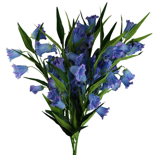 Vibrant Blue Trumpet Flower Stems - Set of 6 | 100cm Silk Elegance - plants - express.com