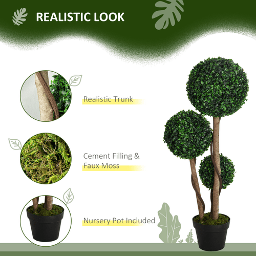 Vibrant HOMCOM 90cm Artificial Boxwood Topiary Tree - Indoor/Outdoor Decor - plants - express.com