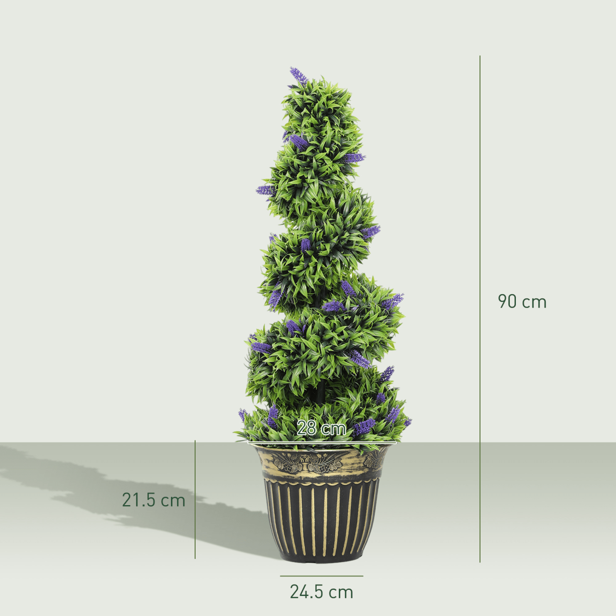 Vibrant HOMCOM 90cm Lavender & Green Spiral Artificial Plant Duo in Chic Pots - plants - express.com