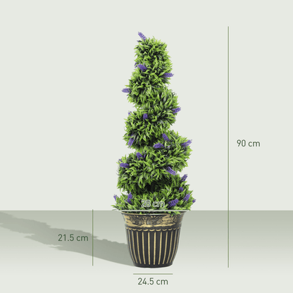 Vibrant HOMCOM 90cm Lavender & Green Spiral Artificial Plant Duo in Chic Pots - plants - express.com