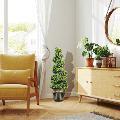Vibrant HOMCOM 90cm Lavender & Green Spiral Artificial Plant Duo in Chic Pots - plants - express.com