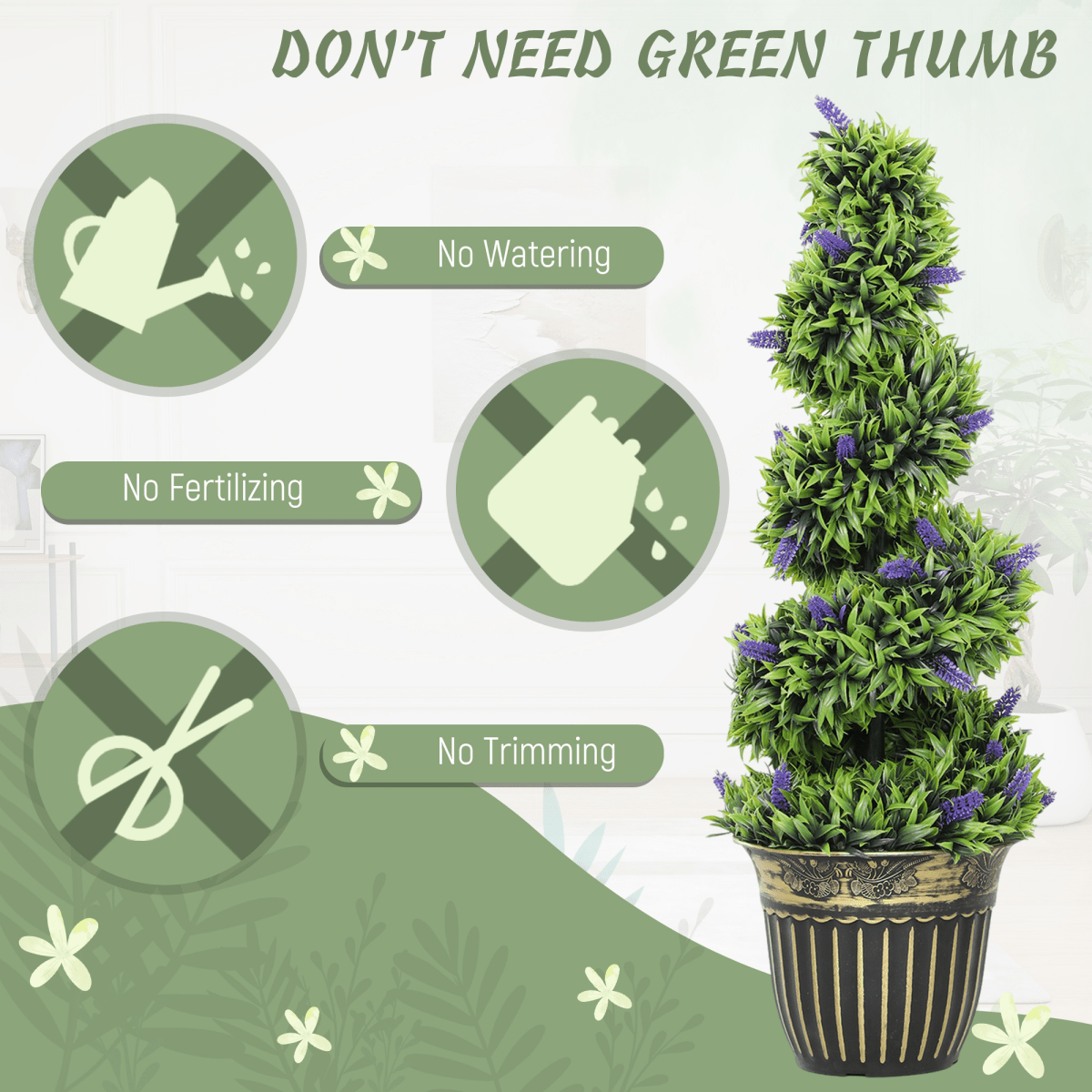 Vibrant HOMCOM 90cm Lavender & Green Spiral Artificial Plant Duo in Chic Pots - plants - express.com