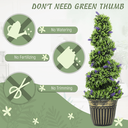 Vibrant HOMCOM 90cm Lavender & Green Spiral Artificial Plant Duo in Chic Pots - plants - express.com