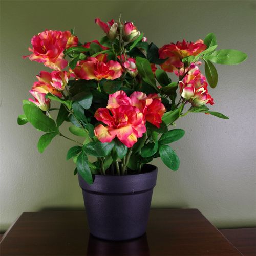 Vibrant Orange Artificial Rhododendron Potted Plant - Realistic Floral Décor - plants - express.com