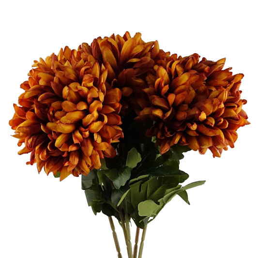 Vibrant Orange Silk Chrysanthemum Stems - Pack of 6 Extra Large Floral Accents - plants - express.com