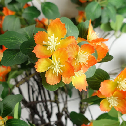 Vibrant Orange Silk Flower Foliage Spray Set - 6 Realistic Stems, 60cm - plants - express.com