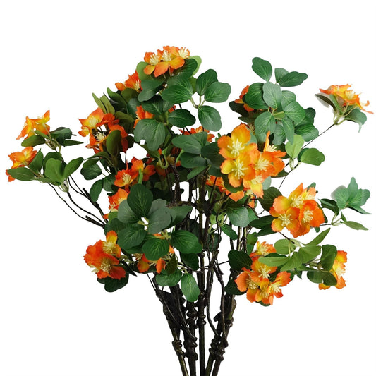 Vibrant Orange Silk Flower Foliage Spray Set - 6 Realistic Stems, 60cm - plants - express.com