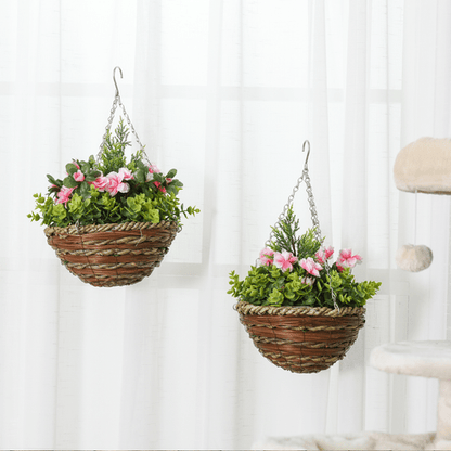 Vibrant Pack of 2 Artificial Lisianthus Hanging Planters - Effortless Elegance - plants - express.com