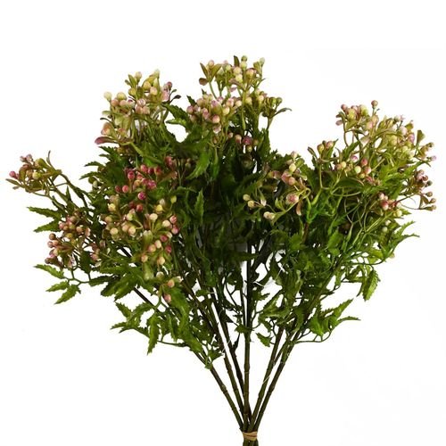 Vibrant Pack of 6 Faux Foliage Stems with Charming Pink Berries - plants - express.com