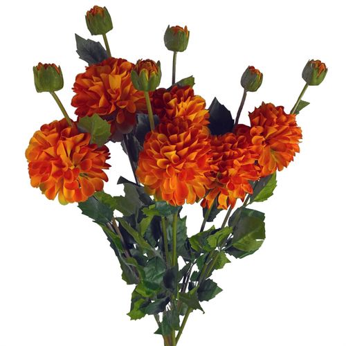 Vibrant Pack of 6 Orange Faux Dahlia PomPom Flower Stems - 75cm - plants - express.com