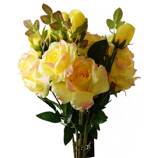 Vibrant Pack of 6 Silk Yellow Rose Stems – Perfect for Stunning Arrangements! - plants - express.com