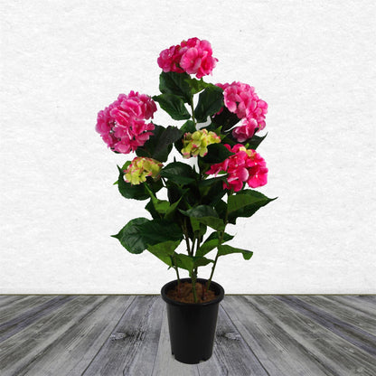 Vibrant Pink Artificial Hydrangea Potted Plant - Lifelike Floral Elegance - plants - express.com