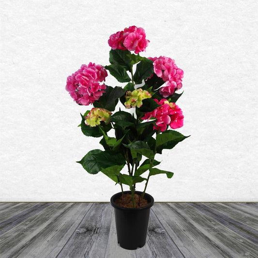 Vibrant Pink Artificial Hydrangea Potted Plant - Lifelike Floral Elegance - plants - express.com