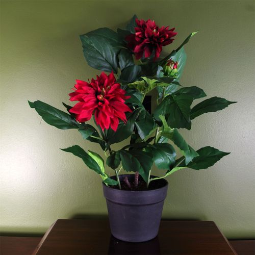 Vibrant Red Artificial Dahlia Plant - Realistic Décor for Any Space - plants - express.com