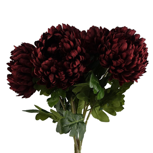 Vibrant Red Extra Large Silk Chrysanthemum Blooms - Pack of 6 - plants - express.com