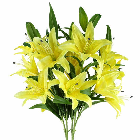 Vibrant Yellow Lily Stems - Set of 6 Large 100cm Silk Flowers for Stunning Arrangements - plants - express.com