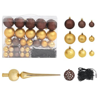 vidaXL 120cm Nordmann Fir LED Christmas Tree with Gold Ball Set - Elegant & Luminous - plants - express.com