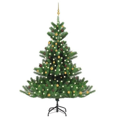 vidaXL 120cm Nordmann Fir LED Christmas Tree with Gold Ball Set - Elegant & Luminous - plants - express.com