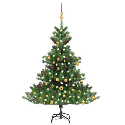 vidaXL 120cm Nordmann Fir LED Christmas Tree with Gold Ball Set - Elegant & Luminous - plants - express.com