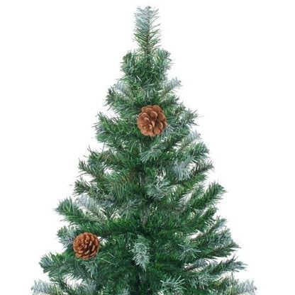 vidaXL 4.9ft Pre - lit Frosted Christmas Tree with Ornaments & Pine Cones - plants - express.com