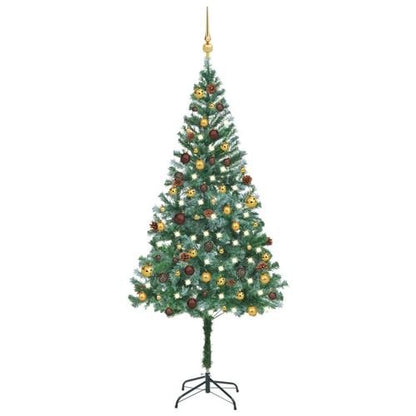 vidaXL 4.9ft Pre - lit Frosted Christmas Tree with Ornaments & Pine Cones - plants - express.com