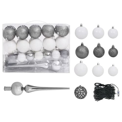 vidaXL 4.9ft Pre - lit Frosted Christmas Tree with Ornaments & Pine Cones - plants - express.com
