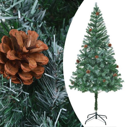 vidaXL 4.9ft Pre - lit Frosted Christmas Tree with Ornaments & Pine Cones - plants - express.com