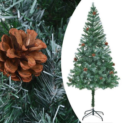 vidaXL 4.9ft Pre - lit Frosted Christmas Tree with Ornaments & Pine Cones - plants - express.com