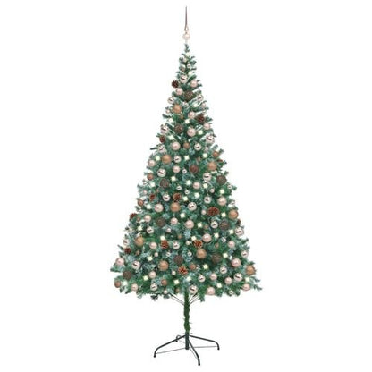 vidaXL 4.9ft Pre - lit Frosted Christmas Tree with Ornaments & Pine Cones - plants - express.com