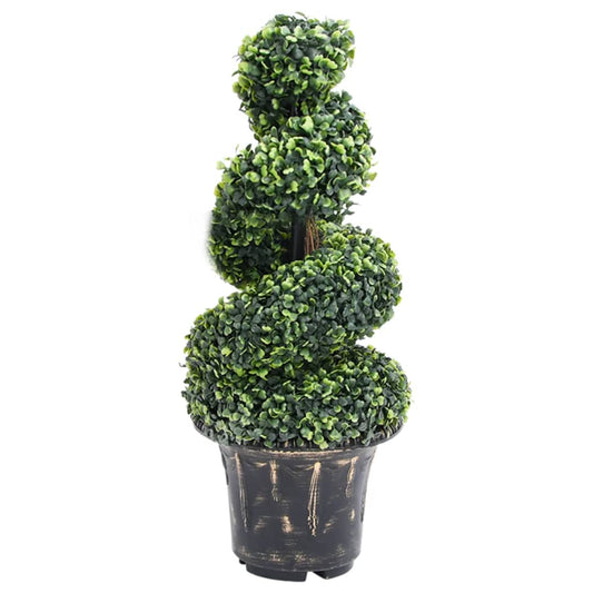 vidaXL Artificial Boxwood Spiral Plant with Pot Green 117 cm - plants - express.com