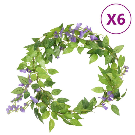 vidaXL Artificial Flower Garlands 6 pcs White 200 cm - plants - express.com