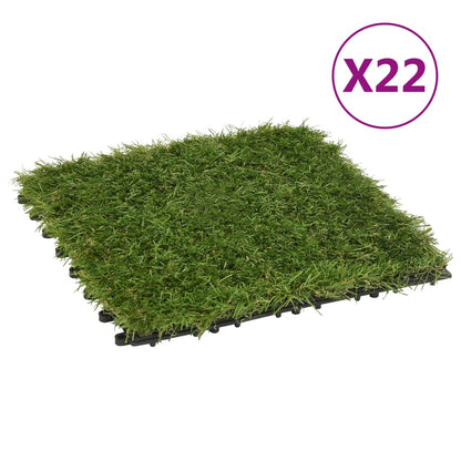 vidaXL Artificial Grass Tiles 11 pcs Green 30x30 cm - plants - express.com