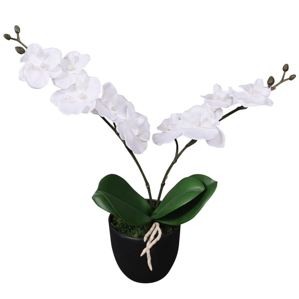 vidaXL Artificial Orchid Plant with Pot 30 cm White - plants - express.com