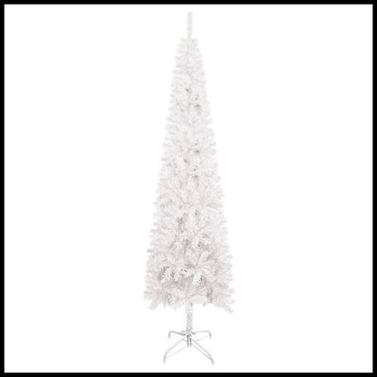 vidaXL Elegant Slim White Christmas Tree - 120 cm of Holiday Charm - plants - express.com