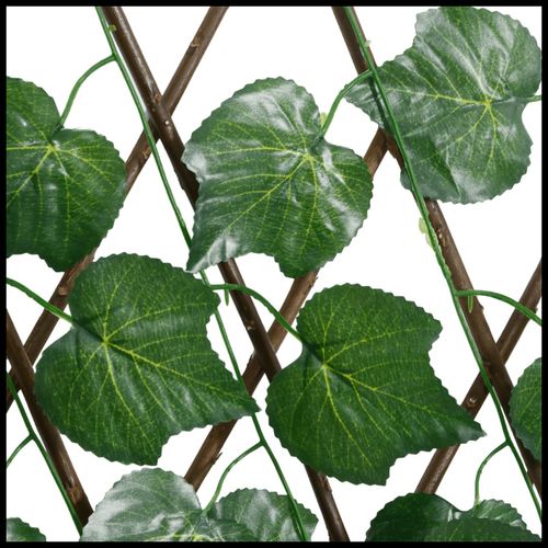 vidaXL Expandable Green Grape Leaf Trellis – PVC & Wood, 180x20 cm - plants - express.com