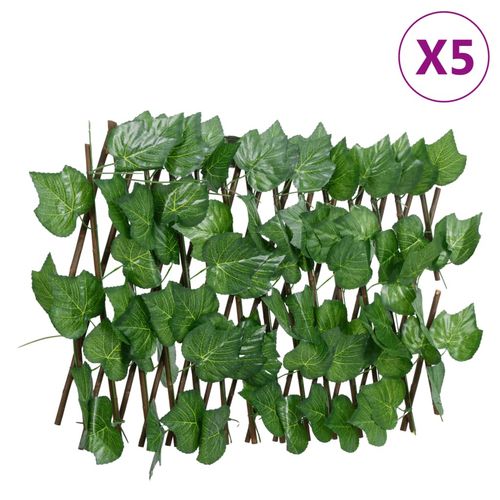 vidaXL Expandable Green Grape Leaf Trellis – PVC & Wood, 180x20 cm - plants - express.com