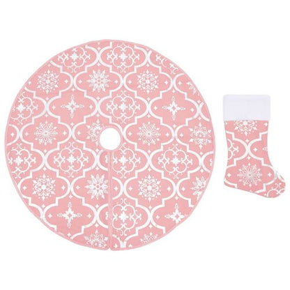 vidaXL Festive Red Christmas Tree Skirt & Sock | Snow Pattern, 90cm - plants - express.com
