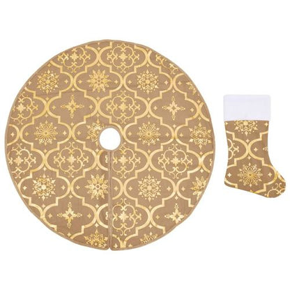vidaXL Festive Red Christmas Tree Skirt & Sock | Snow Pattern, 90cm - plants - express.com