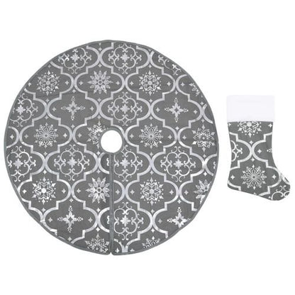 vidaXL Festive Red Christmas Tree Skirt & Sock | Snow Pattern, 90cm - plants - express.com