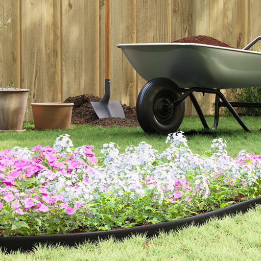vidaXL Lawn Edgings Black 3000 x 4 x 5 cm Plastic - plants - express.com