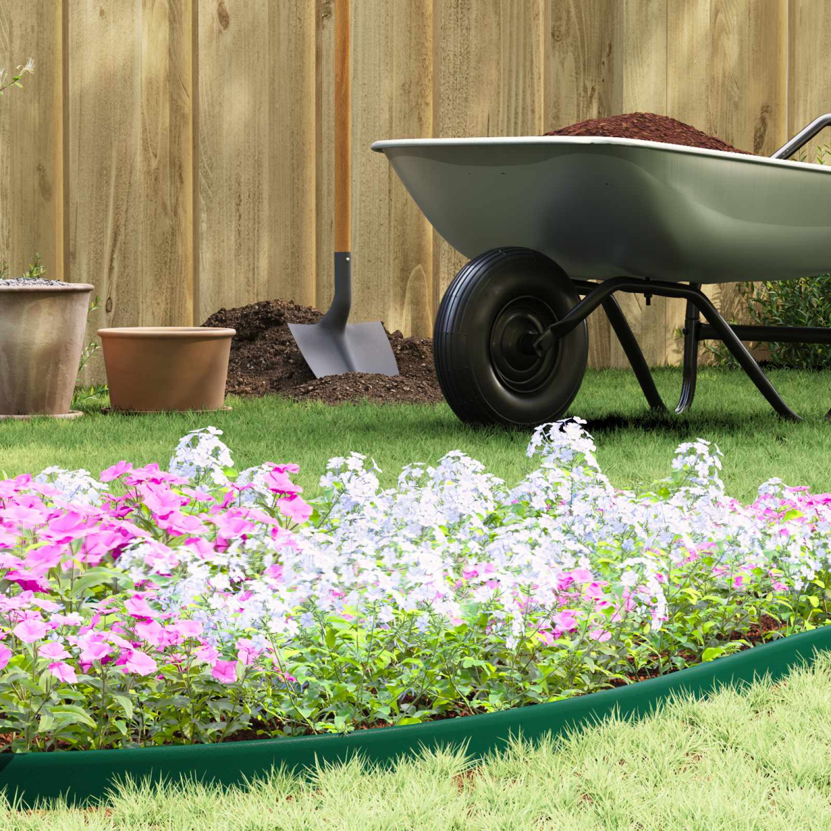 vidaXL Lawn Edgings Green 2000 x 4 x 5 cm Plastic - plants - express.com