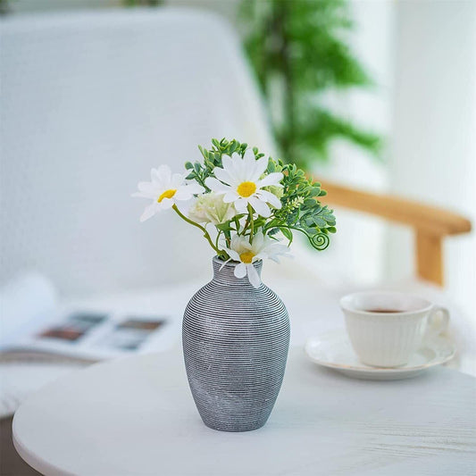 Vintage Silver Flower Vases Retro Striped Ceramic Home Decor Centerpiece - plants - express.com