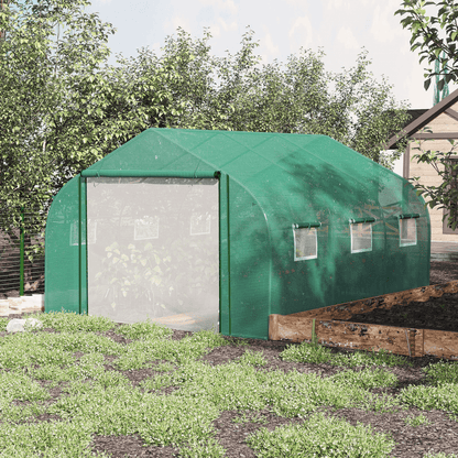 Walk - in Garden Greenhouse Zippered Roll Up Door & 6 Windows, 3.5 x 3 x 2m, Green - plants - express.com